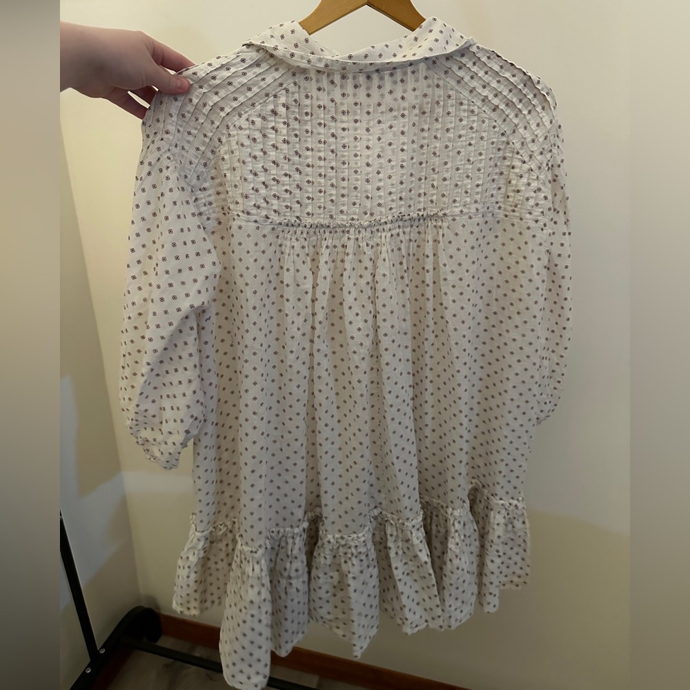 Free People Oversized Prairie Swing Dress White w/Purple Floral Pattern Small - Picture 6 of 6